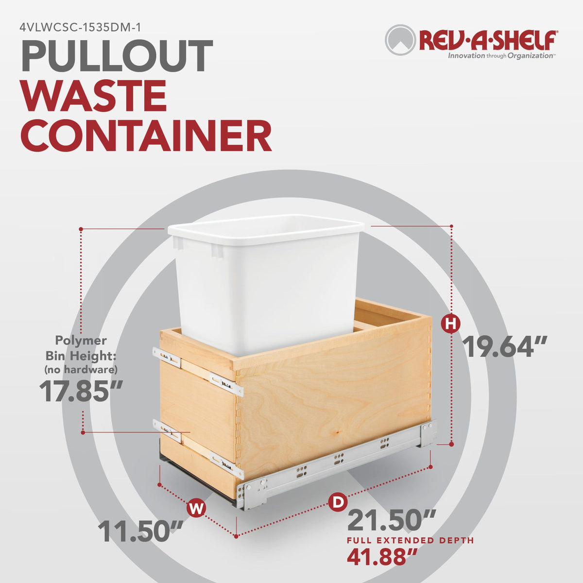 Rev-A-Shelf Maple Value Line Pullout Waste Container with Soft-Close