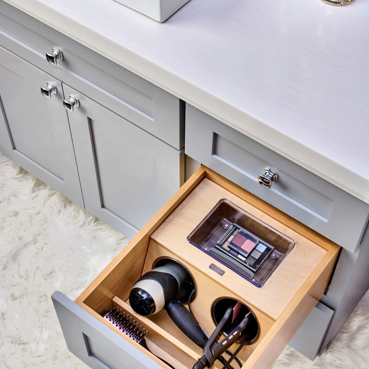 Rev-A-Shelf Maple Vanity Drawer Insert with Stainless Steel Bins for Vanity Base Cabinet Drawers