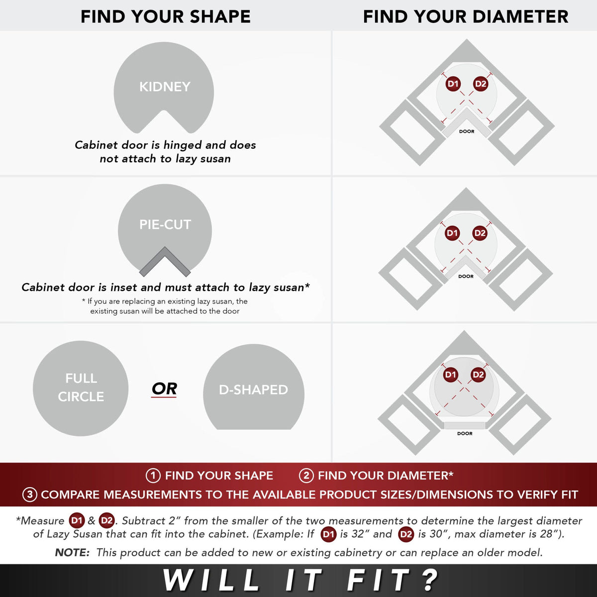 Rev-A-Shelf Natural Wood D-Shape Lazy Susan for Wall Cabinets