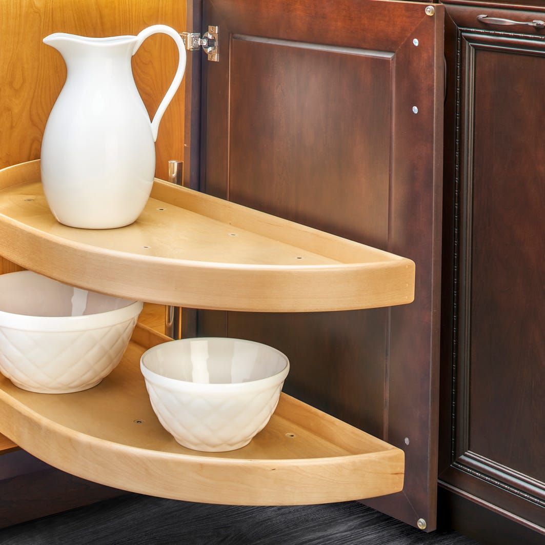 Rev-A-Shelf Natural Wood Half Moon Organizer for Blind Corner Cabinets