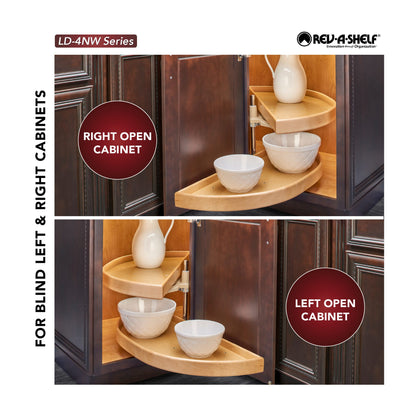 Rev-A-Shelf Natural Wood Half Moon Organizer for Blind Corner Cabinets