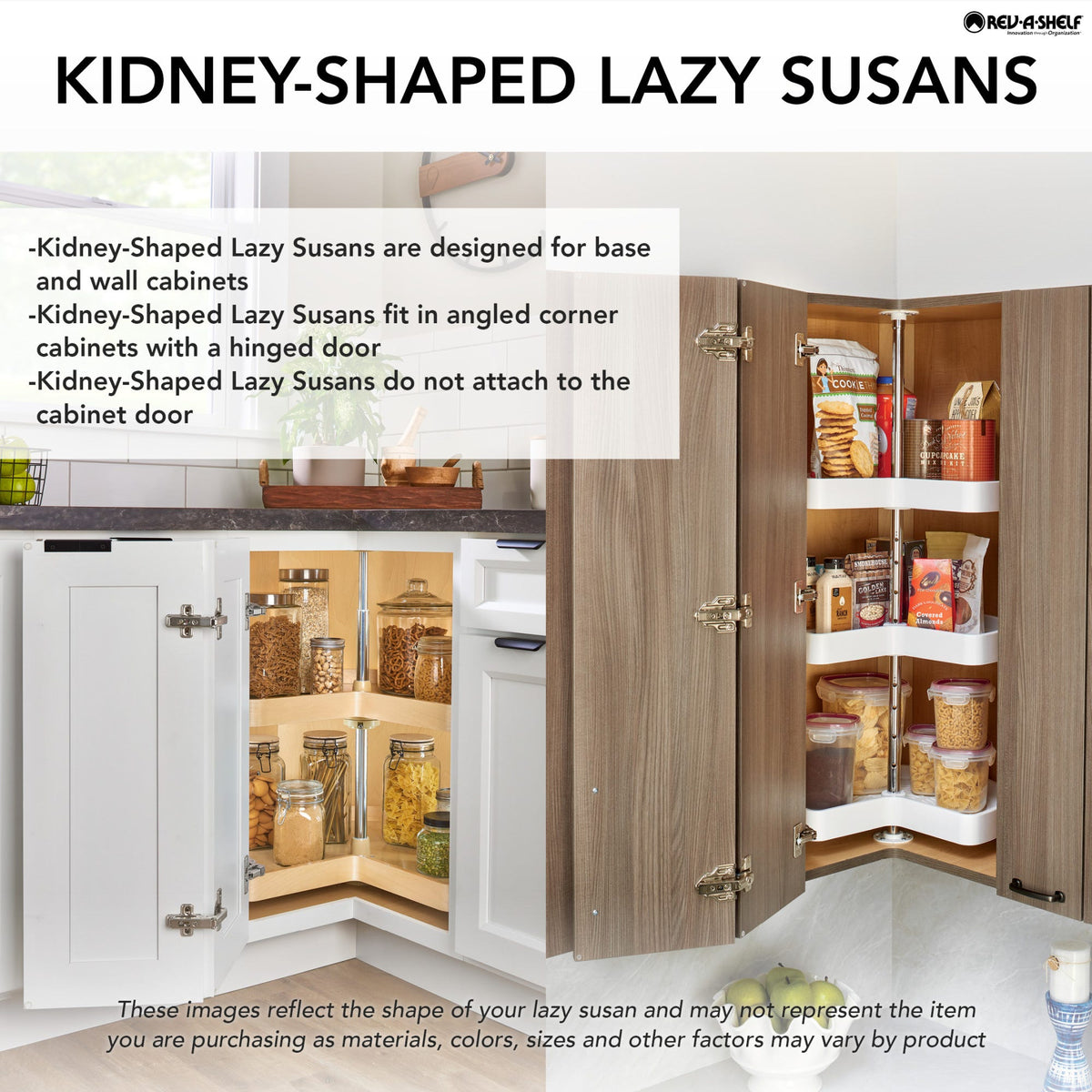 Rev-A-Shelf Natural Wood Kidney-Shaped Lazy Susans