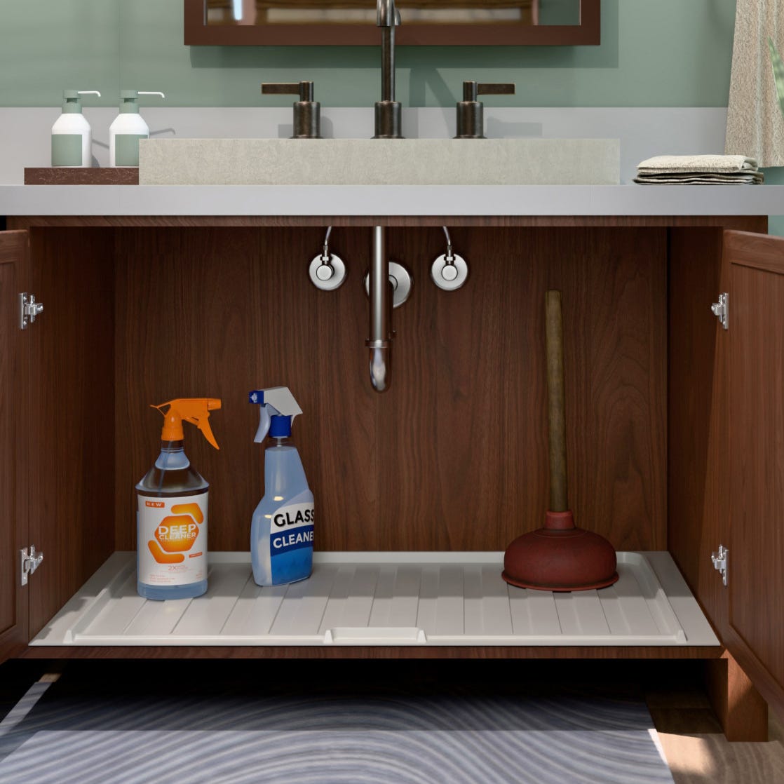 Rev-A-Shelf Polymer Trim-to-Fit Drip Tray for Vanity Sink Base Cabinets