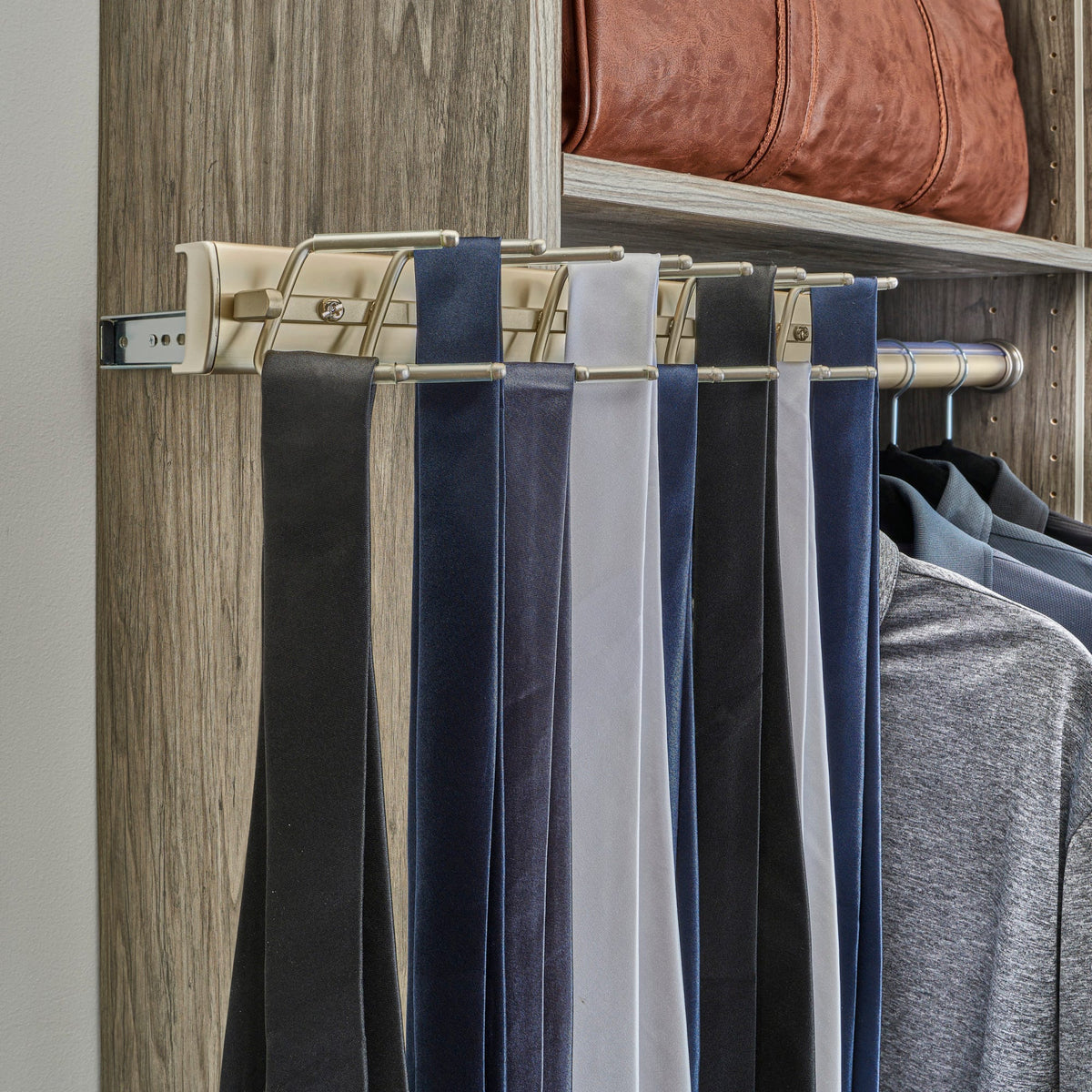Rev-A-Shelf Premier Swivel Tie Rack, satin nickel