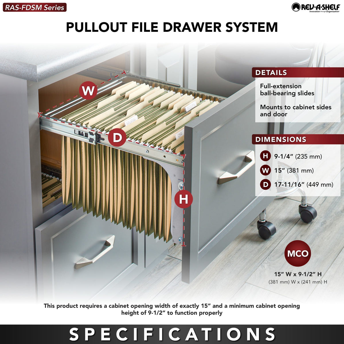 Rev-A-Shelf Pullout File Drawer System