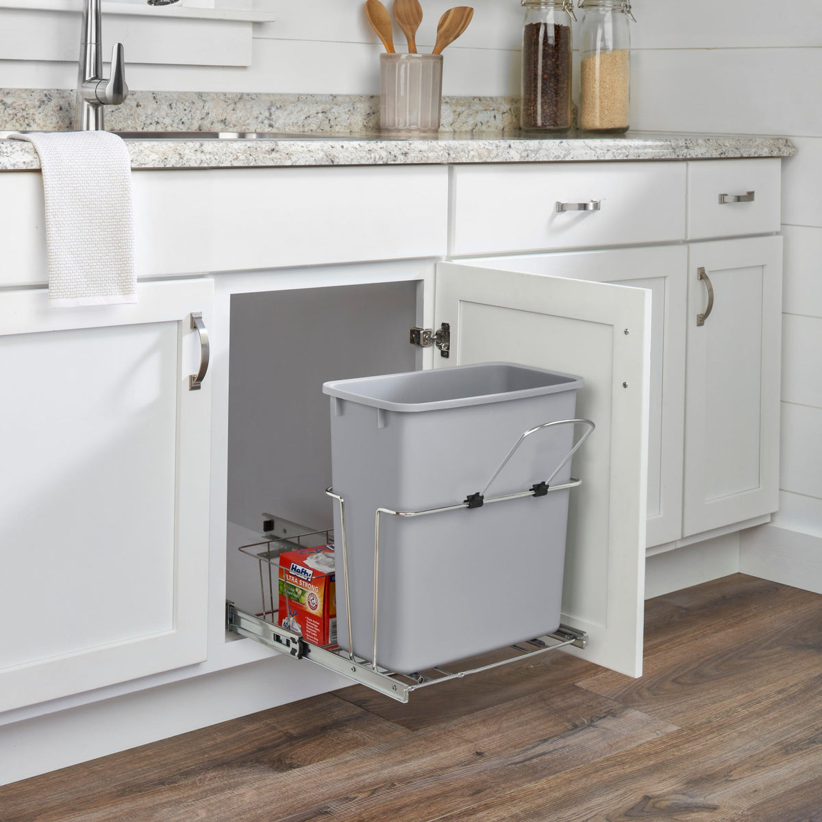 Rev-A-Shelf RU Chrome Waste Pullout, gray