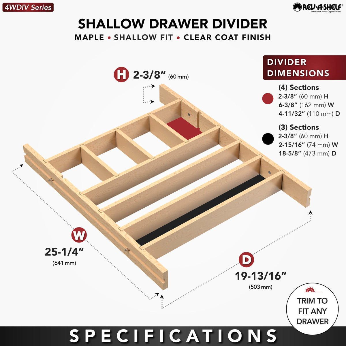 Rev-A-Shelf Shallow Drawer Divider
