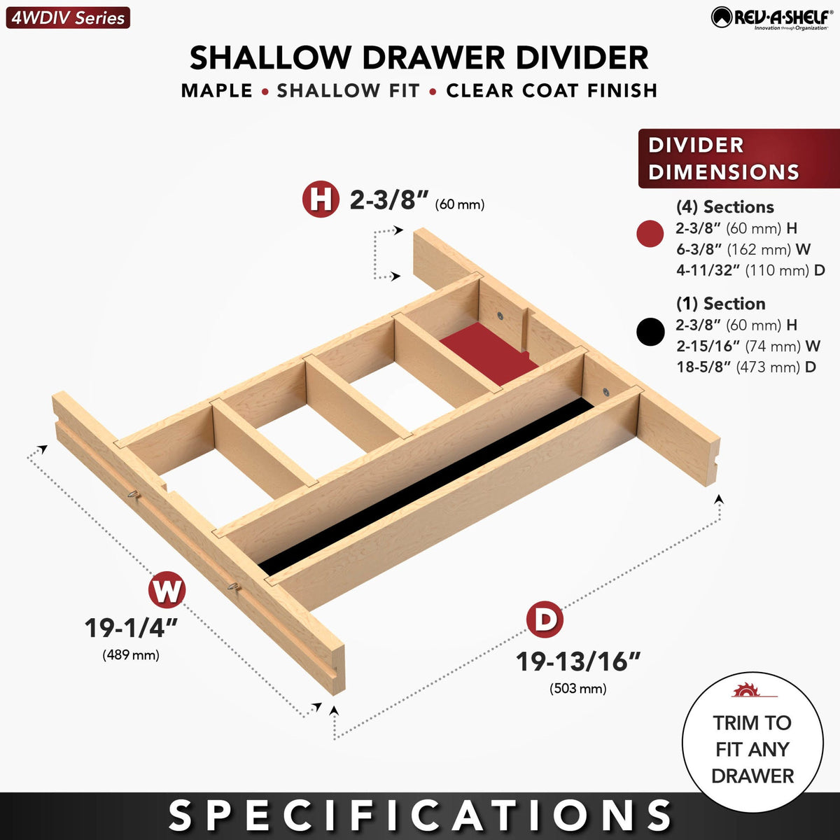 Rev-A-Shelf Shallow Drawer Divider
