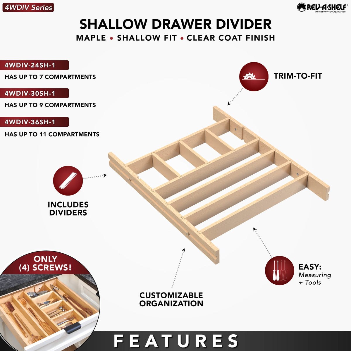 Rev-A-Shelf Shallow Drawer Divider