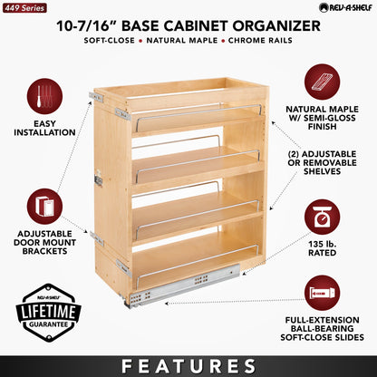 Rev-A-Shelf Side and Bottom Mount Base Pullout with BLUMOTION Soft-Close, natural maple