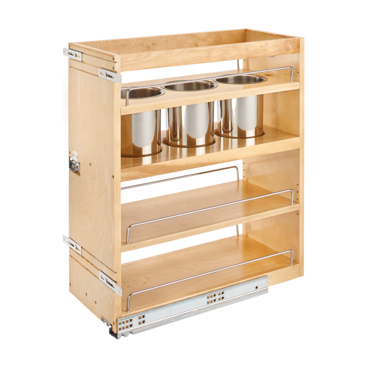 Rev-A-Shelf Side and Bottom Mount Base Utensil Pullout with BLUMOTION Soft-Close, Natural Maple, 12"