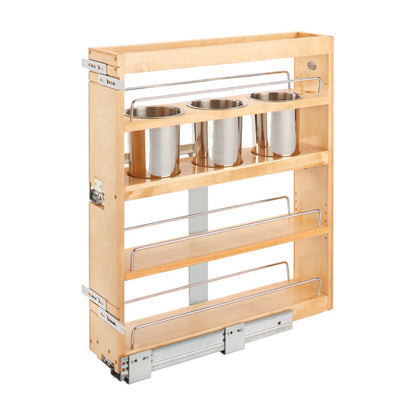 Rev-A-Shelf Side and Bottom Mount Base Utensil Pullout with BLUMOTION Soft-Close, Natural Maple, 9"