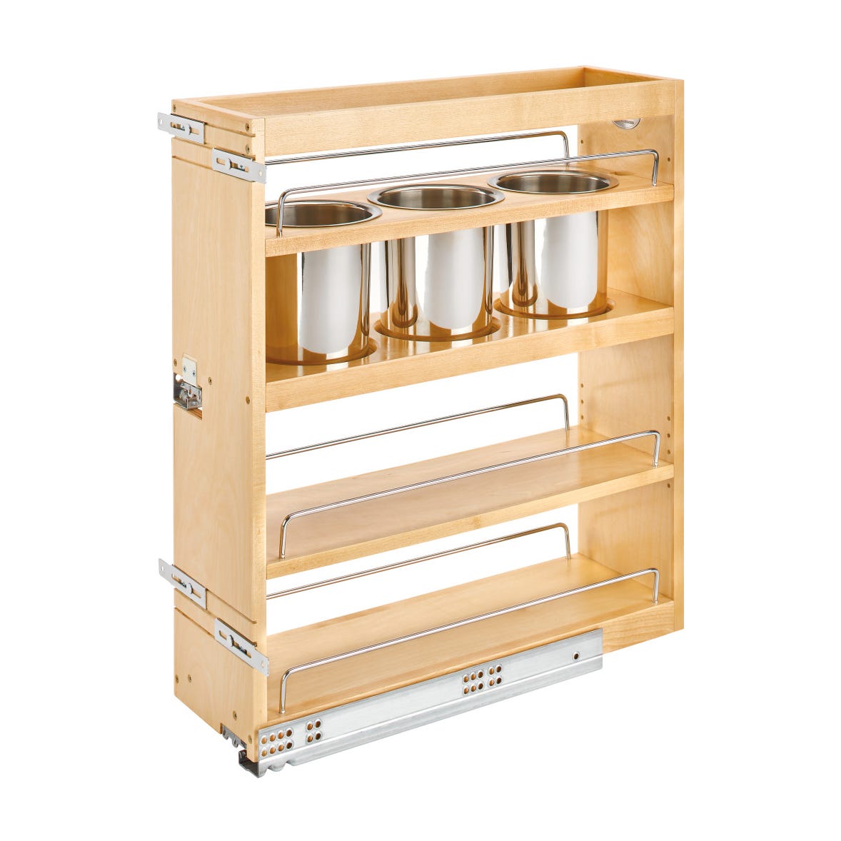 Rev-A-Shelf Side and Bottom Mount Base Utensil Pullout with BLUMOTION Soft-Close, Natural Maple, 9"