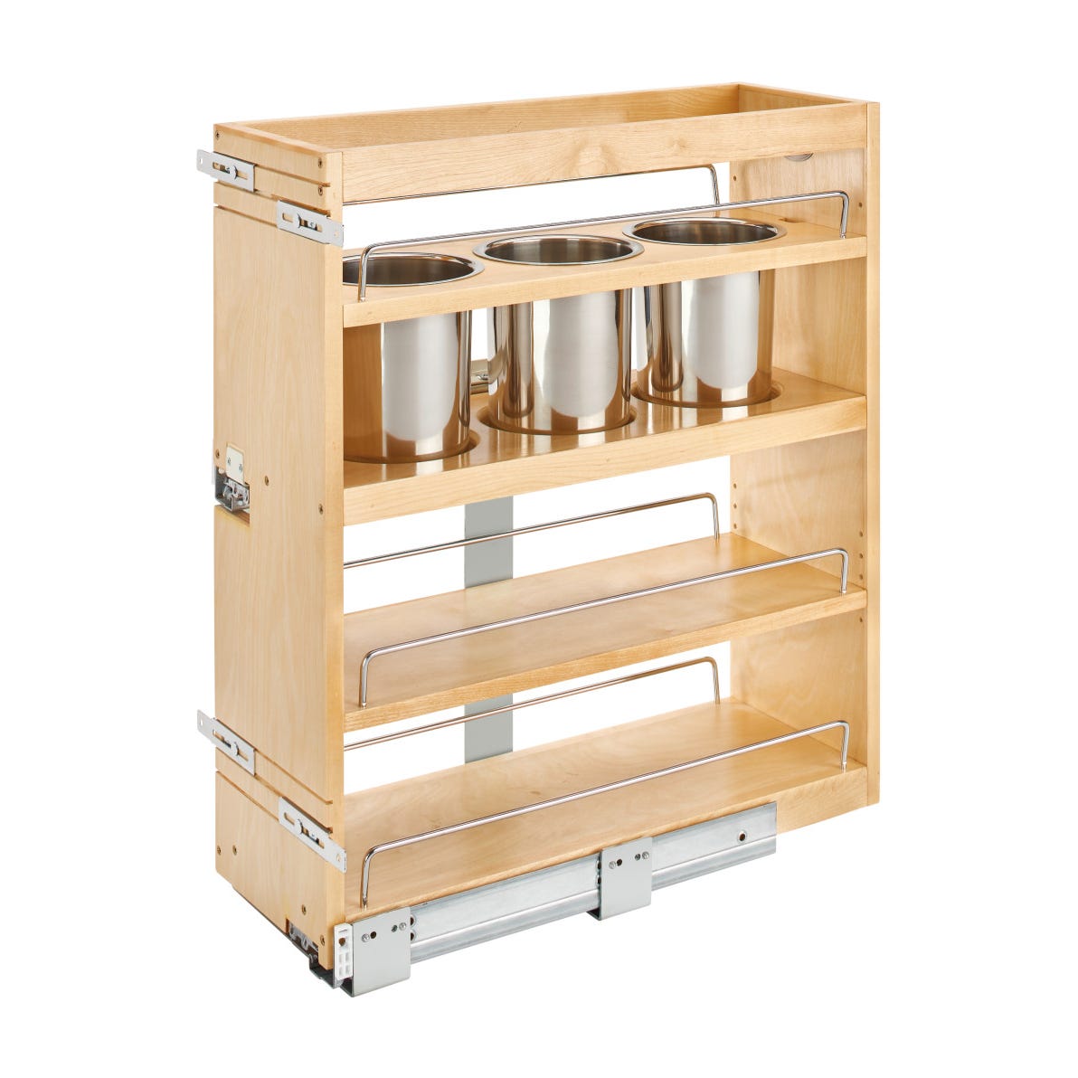 Rev-A-Shelf Side and Bottom Mount Base Utensil Pullout with BLUMOTION Soft-Close, Natural Maple, 12"
