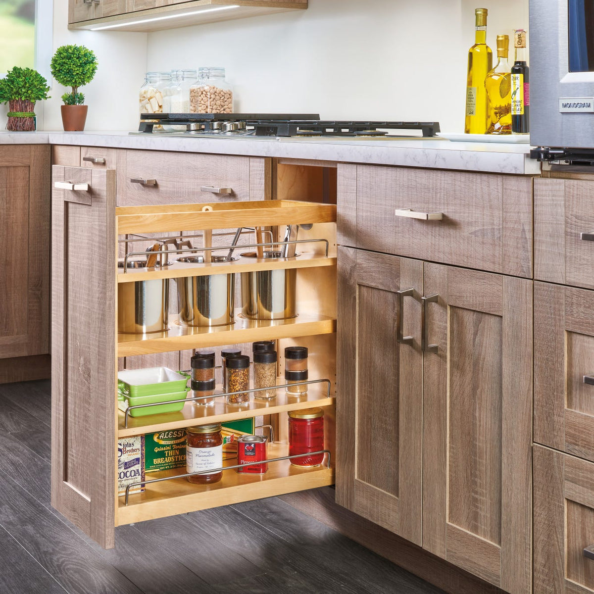 Rev-A-Shelf Side and Bottom Mount Base Utensil Pullout with BLUMOTION Soft-Close