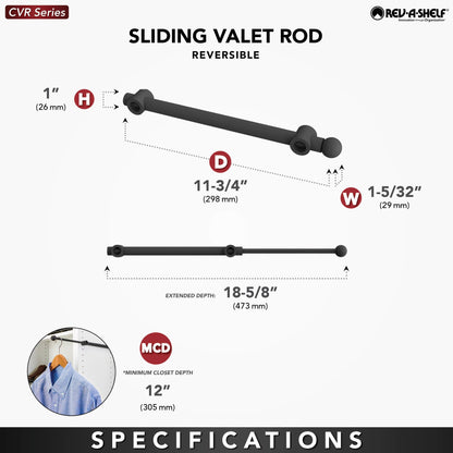 Rev-A-Shelf Sliding Valet Rod for Custom Closet Systems