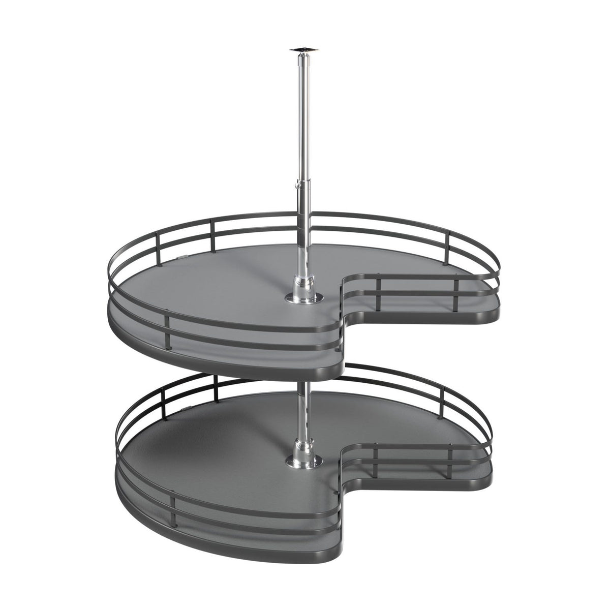 Rev-A-Shelf Solid Bottom 2-Shelf Kidney-Shaped Lazy Susan for Corner Base Cabinet, Orion Gray, 28"