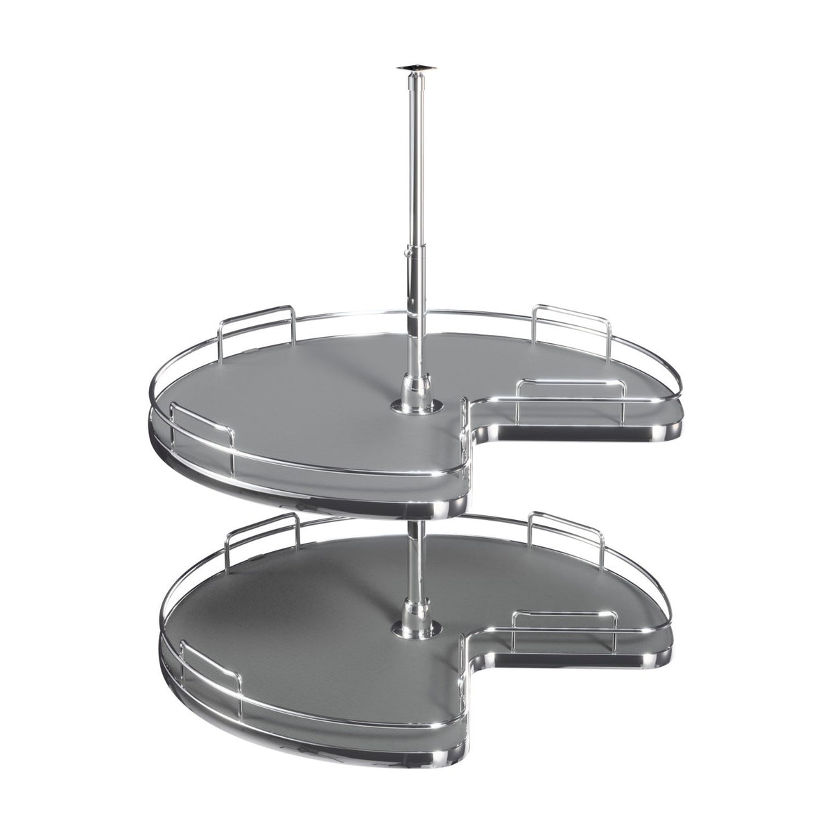 Rev-A-Shelf Solid Bottom 2-Shelf Kidney-Shaped Lazy Susan for Corner Base Cabinet, Gray, 28"
