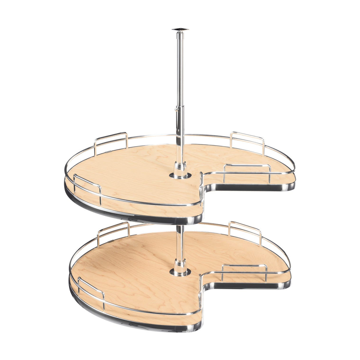 Rev-A-Shelf Solid Bottom 2-Shelf Kidney-Shaped Lazy Susan for Corner Base Cabinet, Maple, 28"