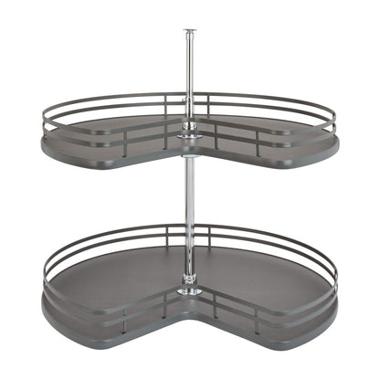 Rev-A-Shelf Solid Bottom 2-Shelf Kidney-Shaped Lazy Susan for Corner Base Cabinet, Orion Gray, 32"