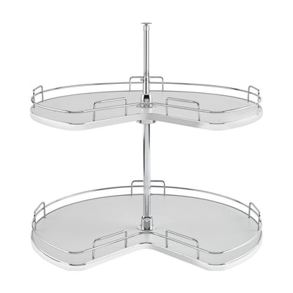 Rev-A-Shelf Solid Bottom 2-Shelf Kidney-Shaped Lazy Susan for Corner Base Cabinet, Gray, 32"