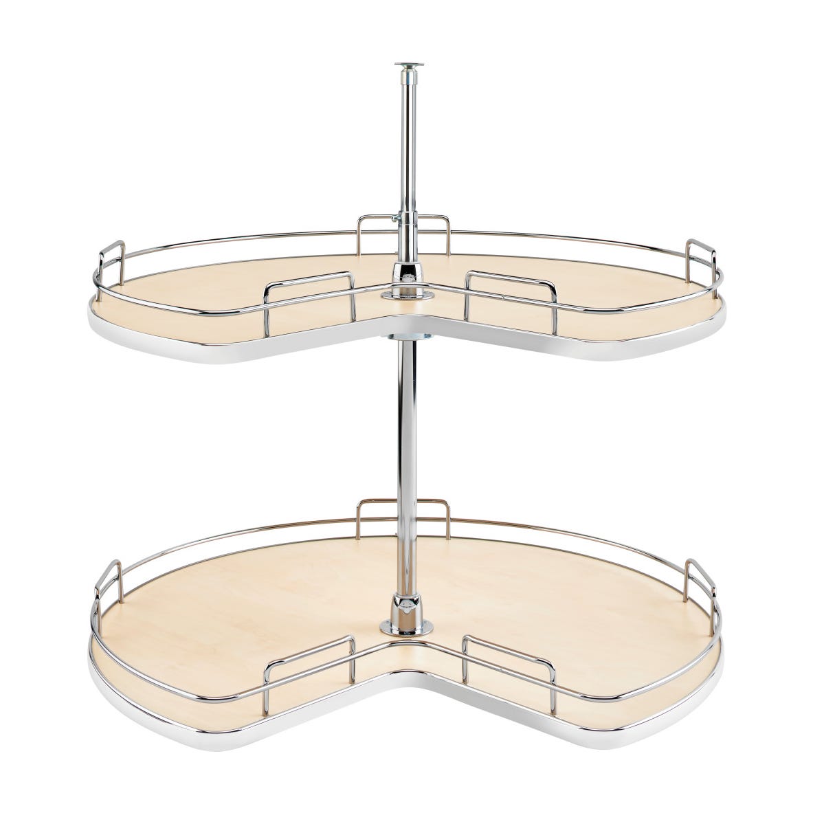 Rev-A-Shelf Solid Bottom 2-Shelf Kidney-Shaped Lazy Susan for Corner Base Cabinet, Natural Maple, 32"
