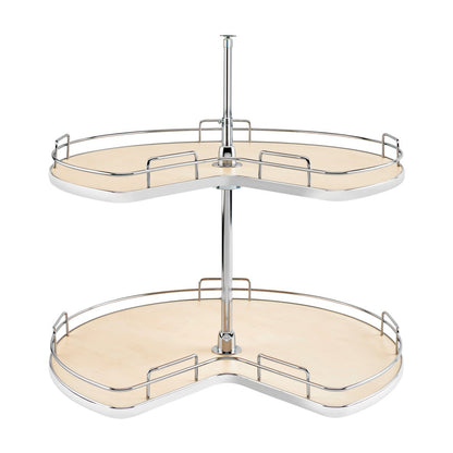 Rev-A-Shelf Solid Bottom 2-Shelf Kidney-Shaped Lazy Susan for Corner Base Cabinet, Natural Maple, 32"