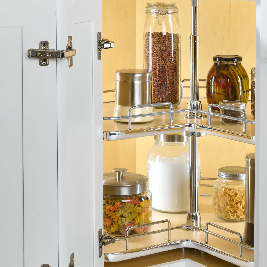 Rev-A-Shelf Solid Bottom 2-Shelf Kidney-Shaped Lazy Susan for Corner Base Cabinet