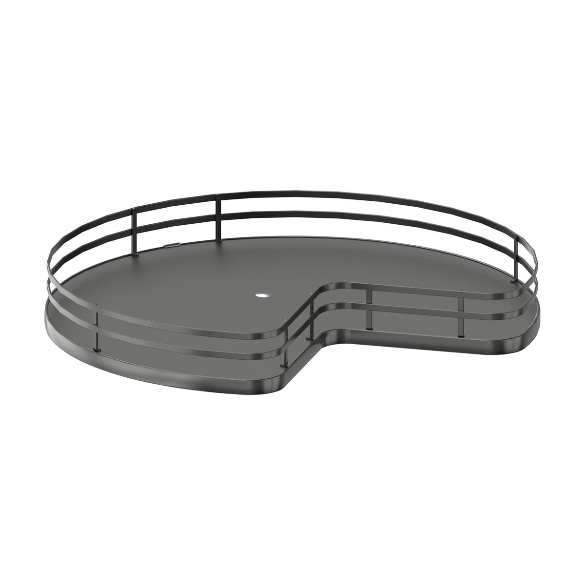 Rev-A-Shelf Solid Bottom Kidney-Shaped Lazy Susan for Corner Base Cabinet with Swivel Bearing, Orion Gray, 28"