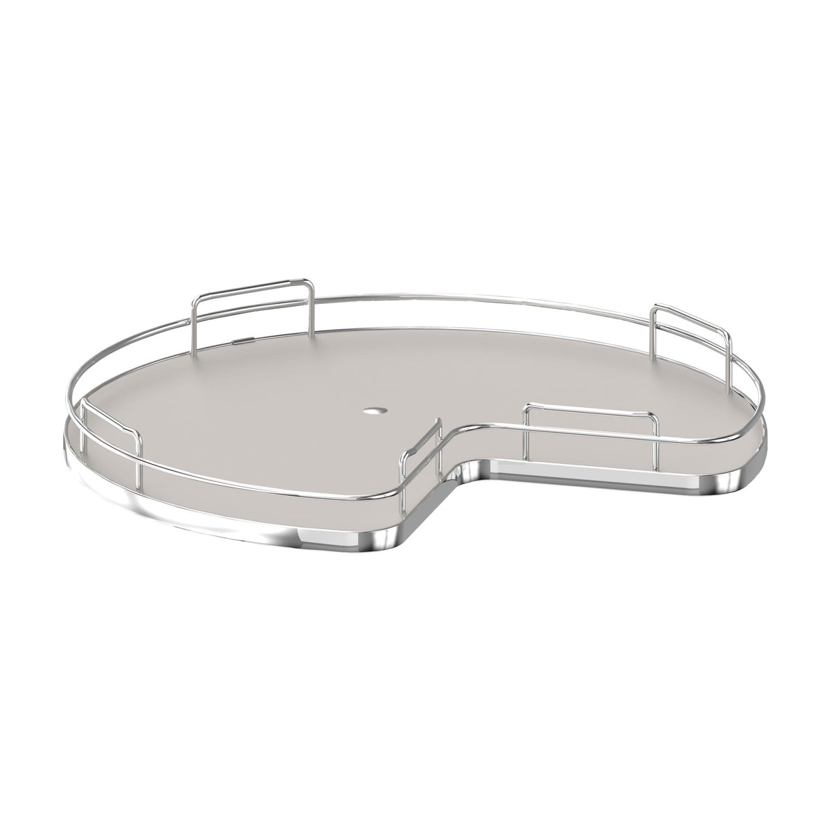 Rev-A-Shelf Solid Bottom Kidney-Shaped Lazy Susan for Corner Base Cabinet with Swivel Bearing, Gray, 28"