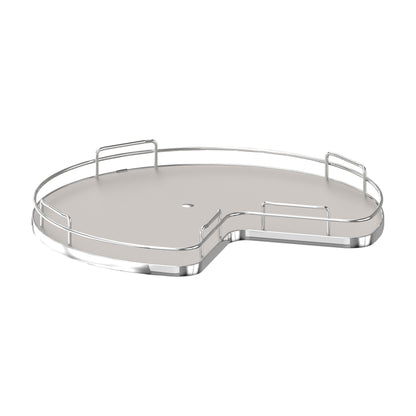 Rev-A-Shelf Solid Bottom Kidney-Shaped Lazy Susan for Corner Base Cabinet with Swivel Bearing, Gray, 28"