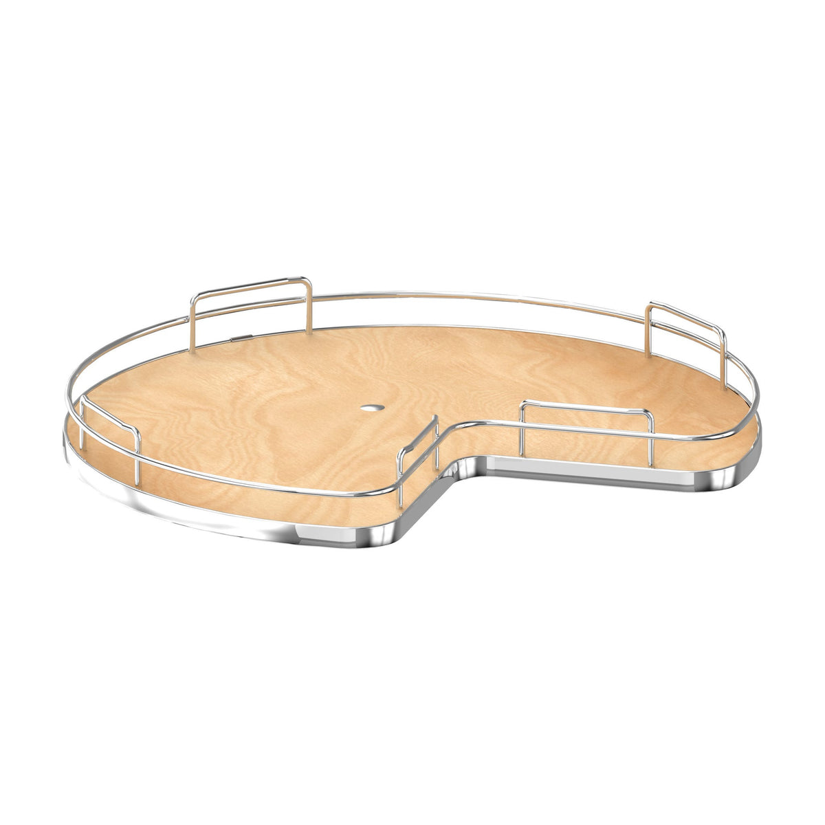 Rev-A-Shelf Solid Bottom Kidney-Shaped Lazy Susan for Corner Base Cabinet with Swivel Bearing, Maple, 28"