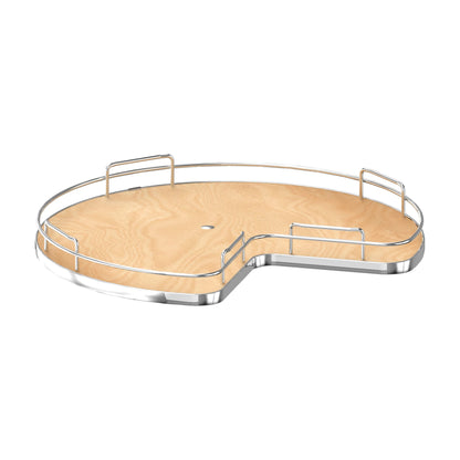 Rev-A-Shelf Solid Bottom Kidney-Shaped Lazy Susan for Corner Base Cabinet with Swivel Bearing, Maple, 28"