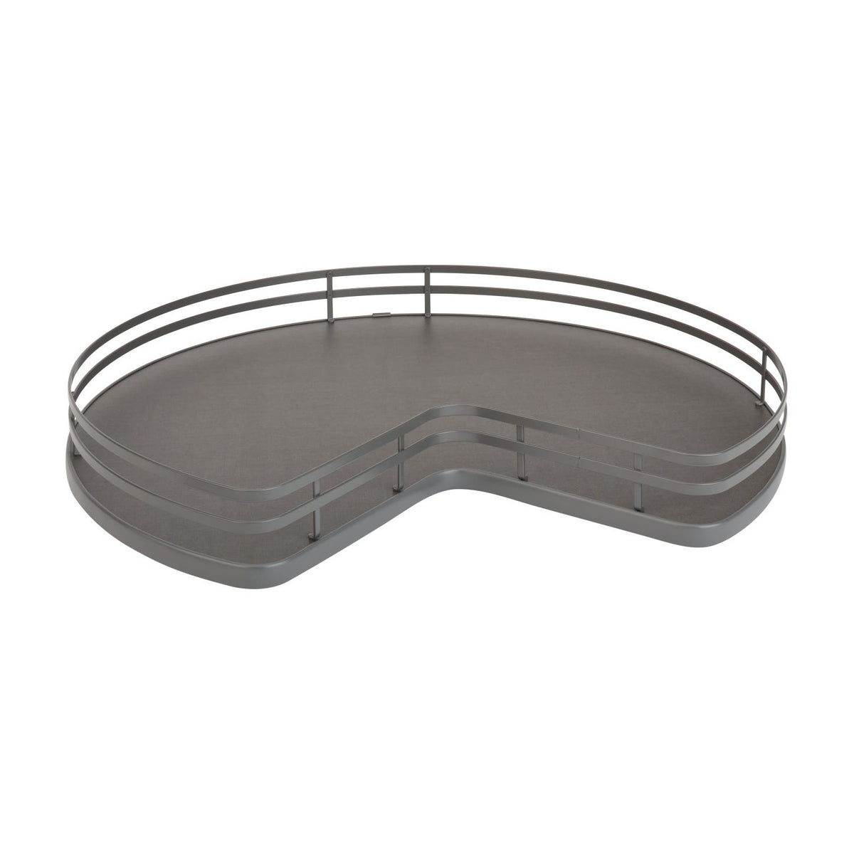 Rev-A-Shelf Solid Bottom Kidney-Shaped Lazy Susan for Corner Base Cabinet with Swivel Bearing, Orion Gray, 32"
