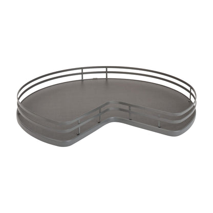 Rev-A-Shelf Solid Bottom Kidney-Shaped Lazy Susan for Corner Base Cabinet with Swivel Bearing, Orion Gray, 32"