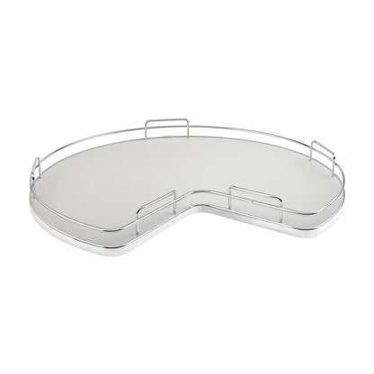 Rev-A-Shelf Solid Bottom Kidney-Shaped Lazy Susan for Corner Base Cabinet with Swivel Bearing, Gray, 32"