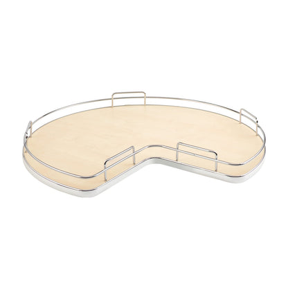 Rev-A-Shelf Solid Bottom Kidney-Shaped Lazy Susan for Corner Base Cabinet with Swivel Bearing, Natural Maple, 32"