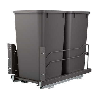 Rev-A-Shelf Steel Bottom Mount Pullout Waste Container with Soft-Close, Orion Gray, 15"