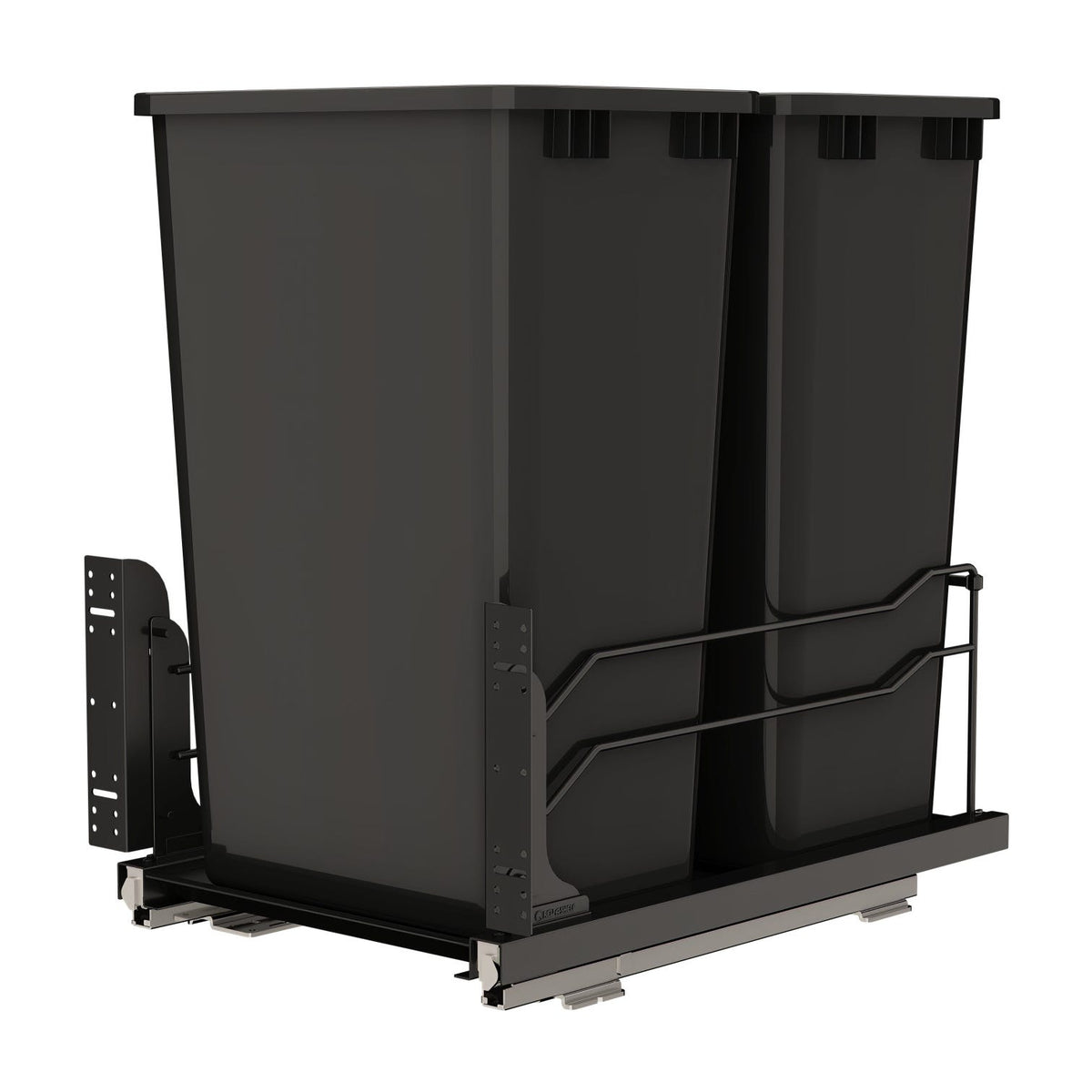 Rev-A-Shelf Steel Bottom Mount Pullout Waste Container with Soft-Close, Black, 18"