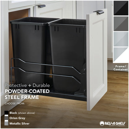 Rev-A-Shelf Steel Bottom Mount Pullout Waste Container with Soft-Close