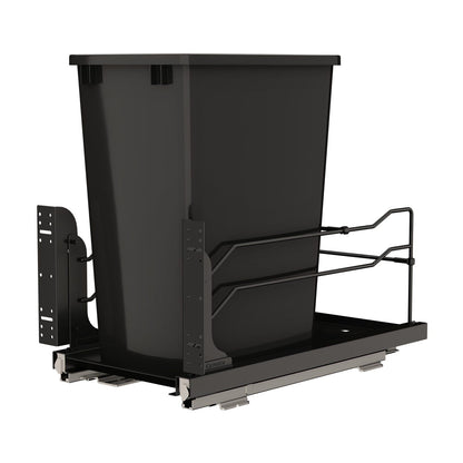 Rev-A-Shelf Steel Bottom Mount Pullout Waste Container with Soft-Close, Black, 15"