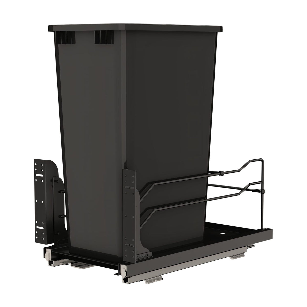 Rev-A-Shelf Steel Bottom Mount Pullout Waste Container with Soft-Close, Black, 15"