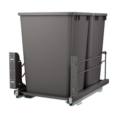 Rev-A-Shelf Steel Bottom Mount Pullout Waste Container with Soft-Close, Orion Gray, 18"