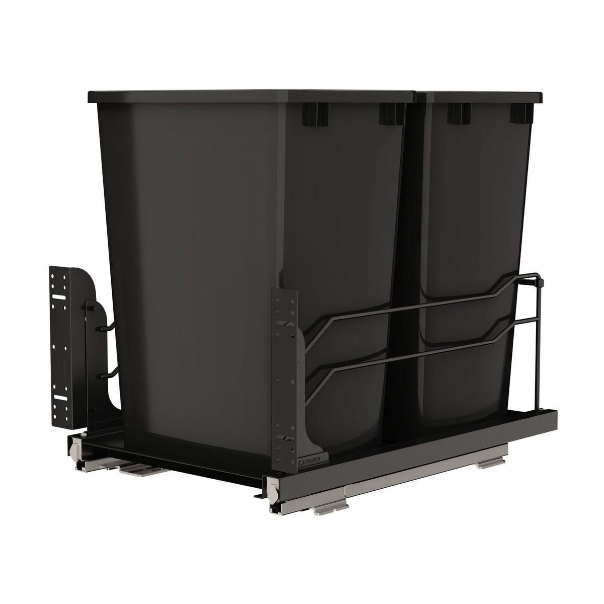 Rev-A-Shelf Steel Bottom Mount Pullout Waste Container with Soft-Close, Black, 18"