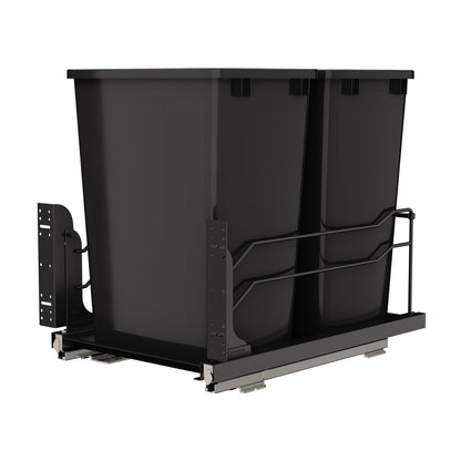 Rev-A-Shelf Steel Bottom Mount Pullout Waste Container with Soft-Close, Black, 18"