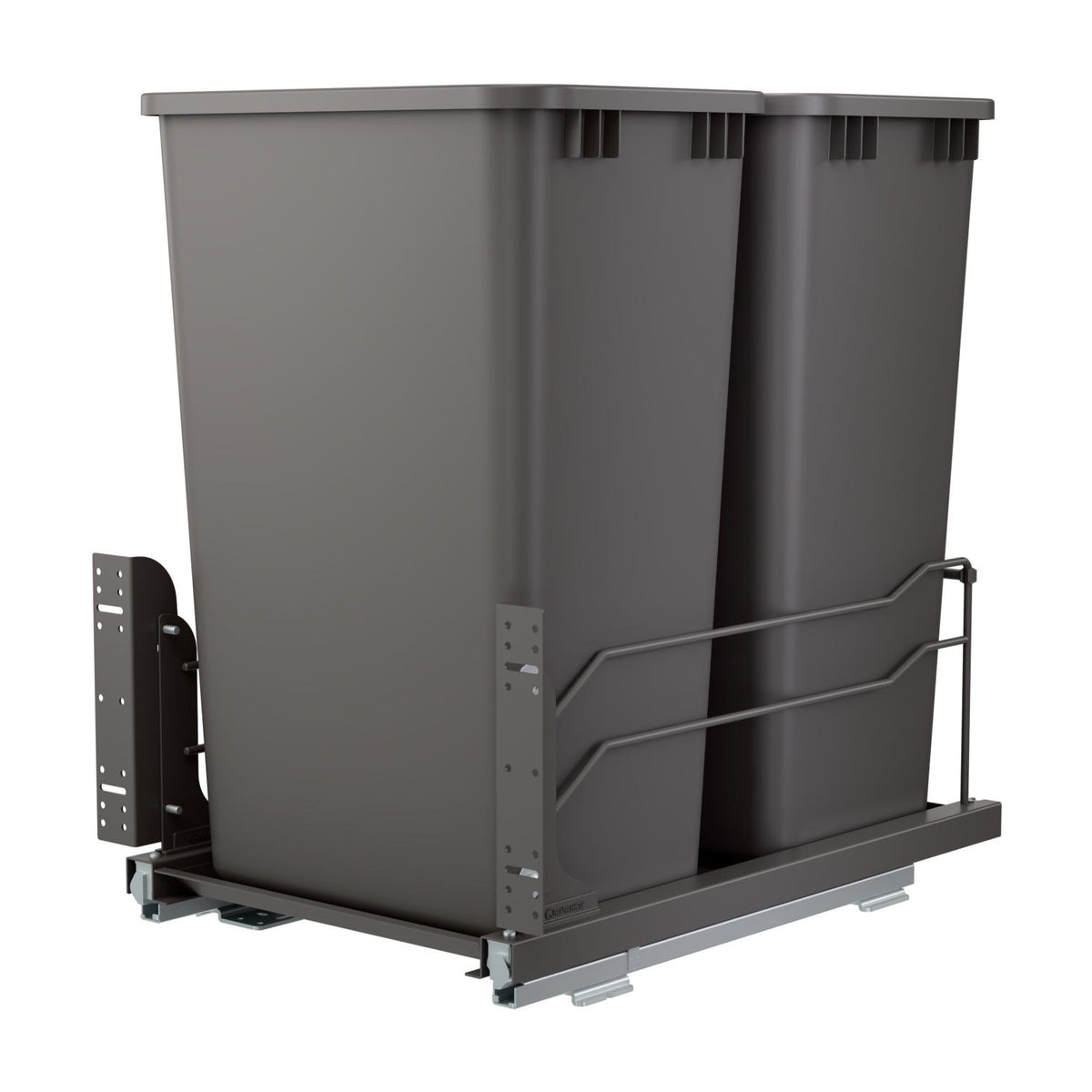 Rev-A-Shelf Steel Bottom Mount Pullout Waste Container with Soft-Close, Orion Gray, 18"