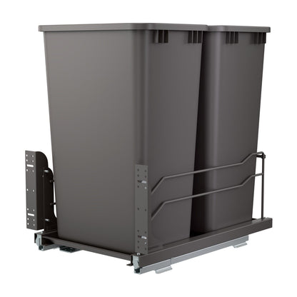 Rev-A-Shelf Steel Bottom Mount Pullout Waste Container with Soft-Close, Orion Gray, 18"