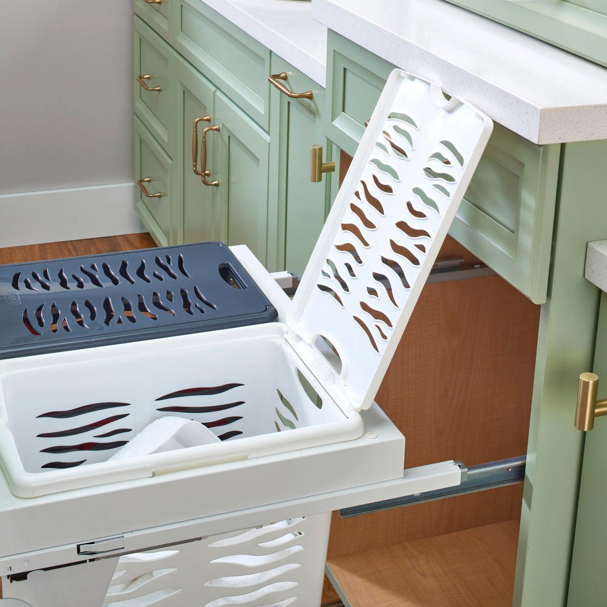 Rev-A-Shelf Steel Top-Mount soft-close Hamper with 2 .85 BU hampers