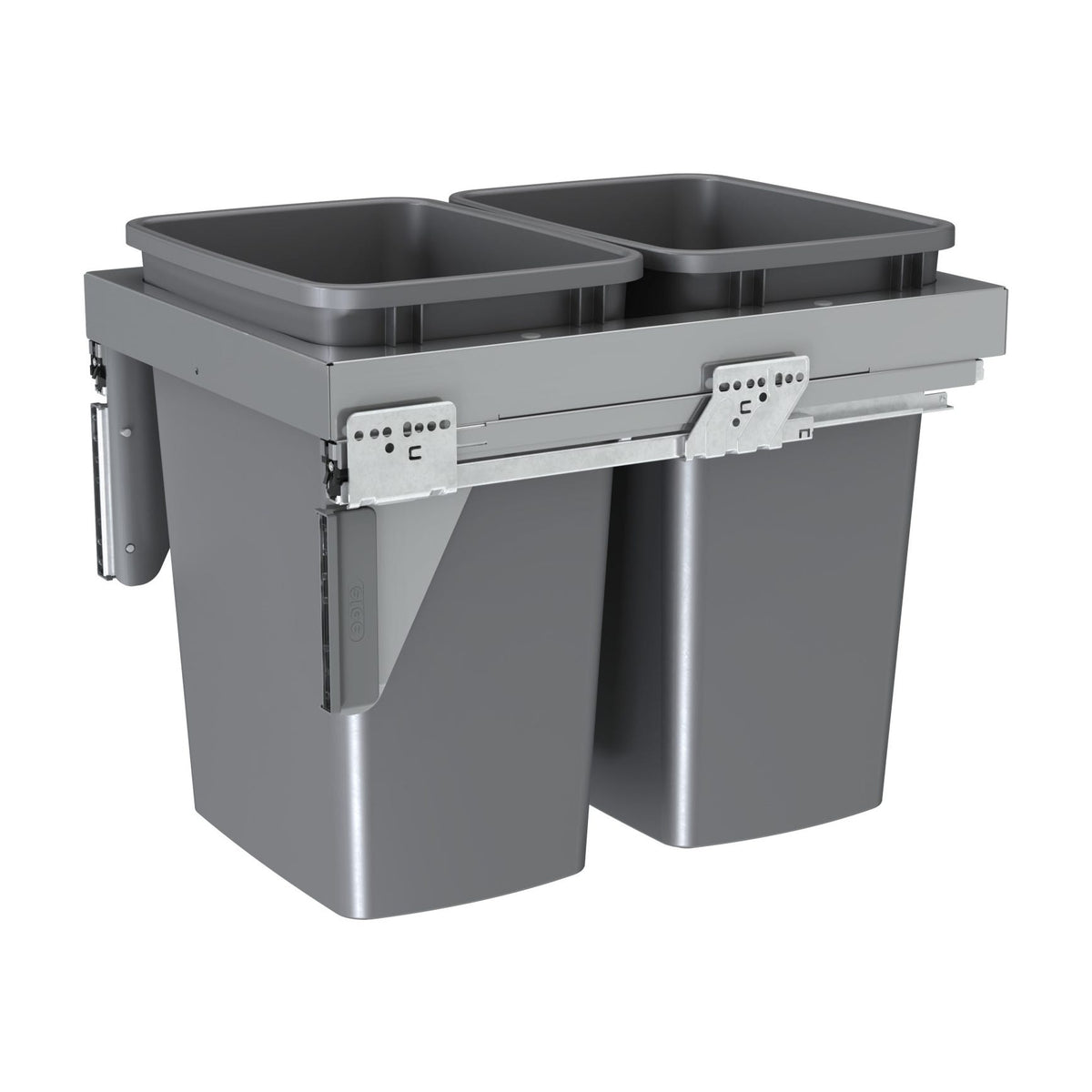 Rev-A-Shelf Steel Top Mount Waste Container with Soft-Close, Metallic Silver, 18"