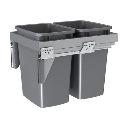 Rev-A-Shelf Steel Top Mount Waste Container with Soft-Close, Metallic Silver, 18"